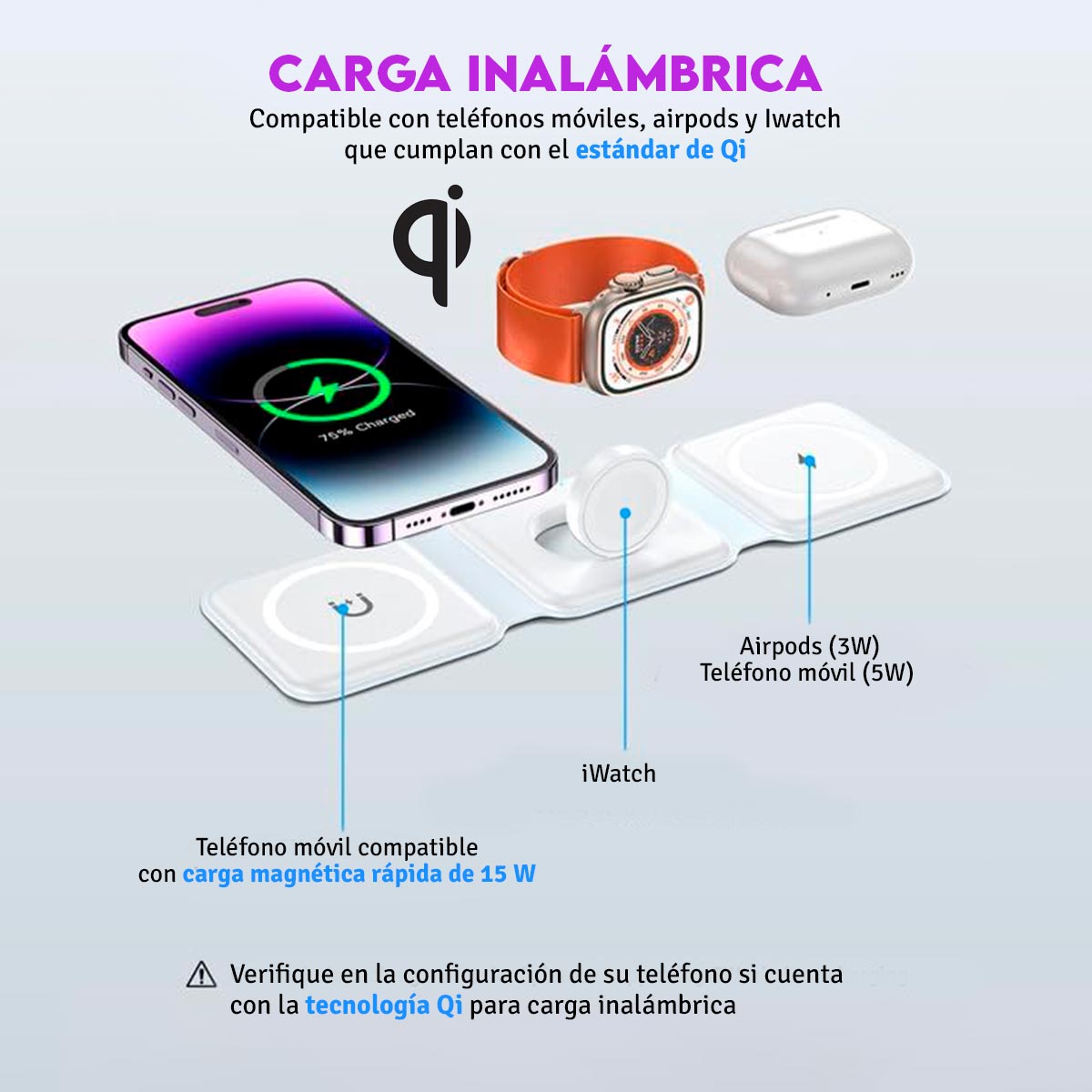 Cargador Inalambrico 3 en 1 C3IN1